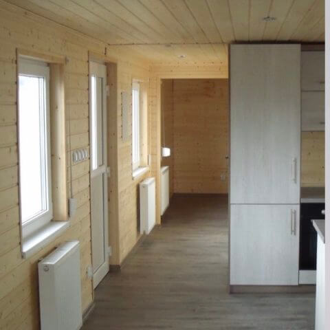 wooden house kitchen area